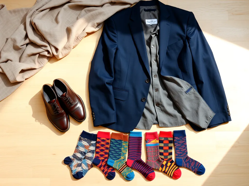 Granatowy garnitur i brązowe buty – jakie skarpetki dobrać?